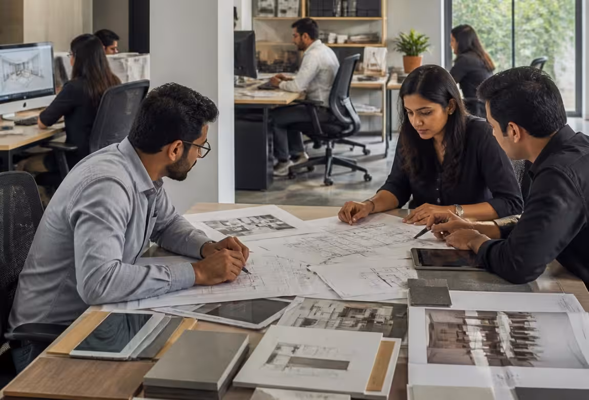Architecture and interior design studio at work