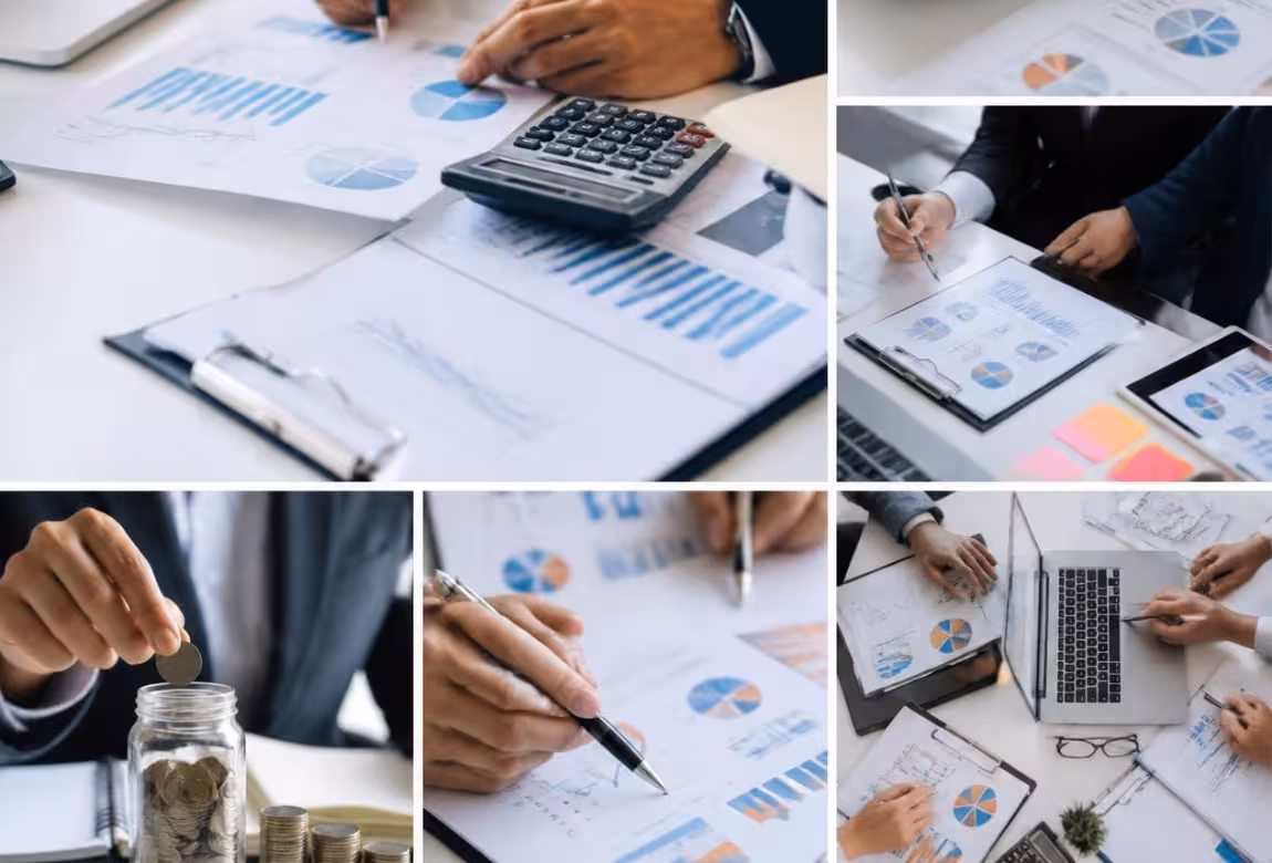 Finance and accounts team at work in an office