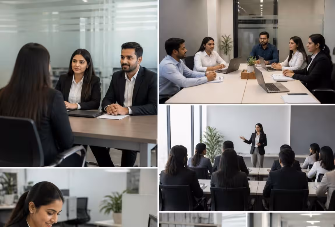 HR and administration team at work in an office