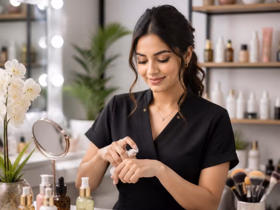Female personal care and beauty industry worker on a production line