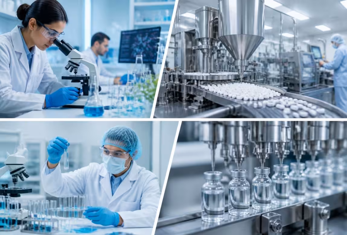 Pharma manufacturing plant and production line